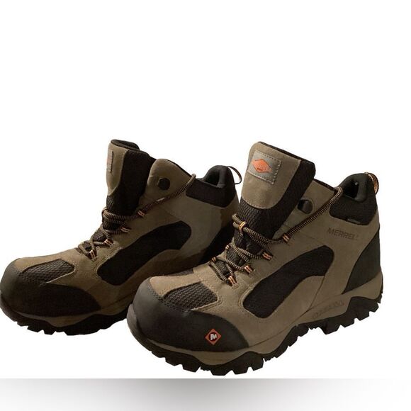 Men's Merrell Work Moab Onset Mid Composite Toe Waterproof Boots - Picture 1 of 4